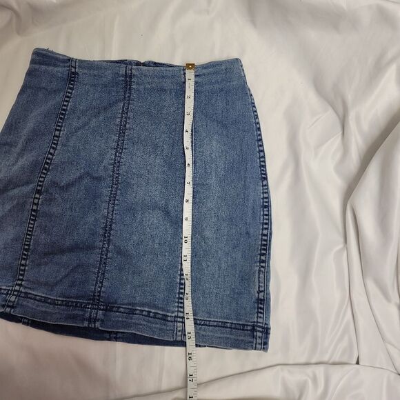 FREE PEOPLE modern femme stretch light denim‎ micro mini skirt 6 - Picture 13 of 13